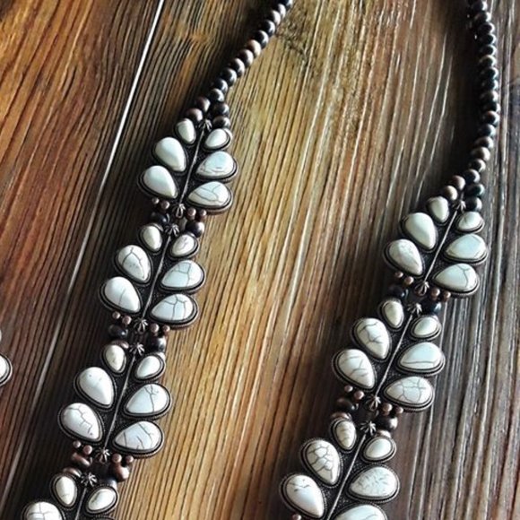 Antique Copper Ivory Squash Blossom Necklace - Picture 5 of 5